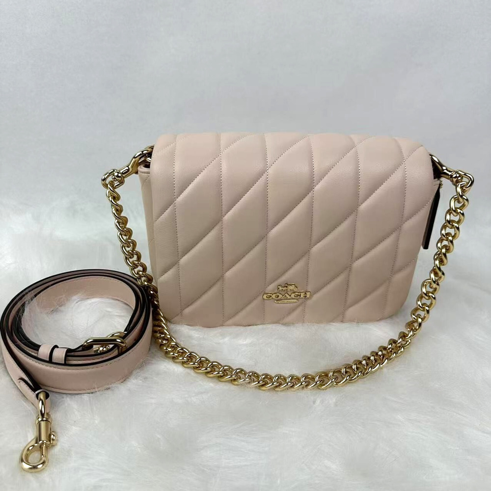 Coach Quinn Bag With Quilting Shoulder/Crossbody In Leather/Gold/Blush CY663 NWT